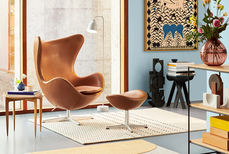 EGG CHAIR & FOOT STOOL grace leather
