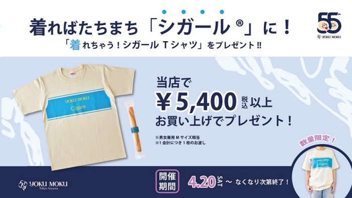 ＜ヨックモック＞55周年企画　Tシャツプレゼント
  
  